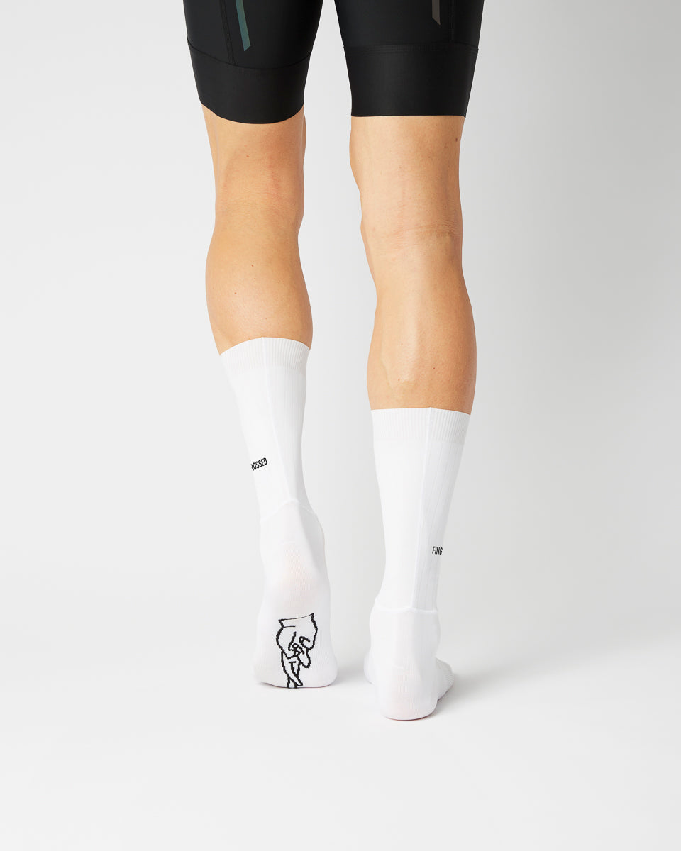 Aero Horizontal Logo Cykelstrømper - Fingerscrossed - Hvid