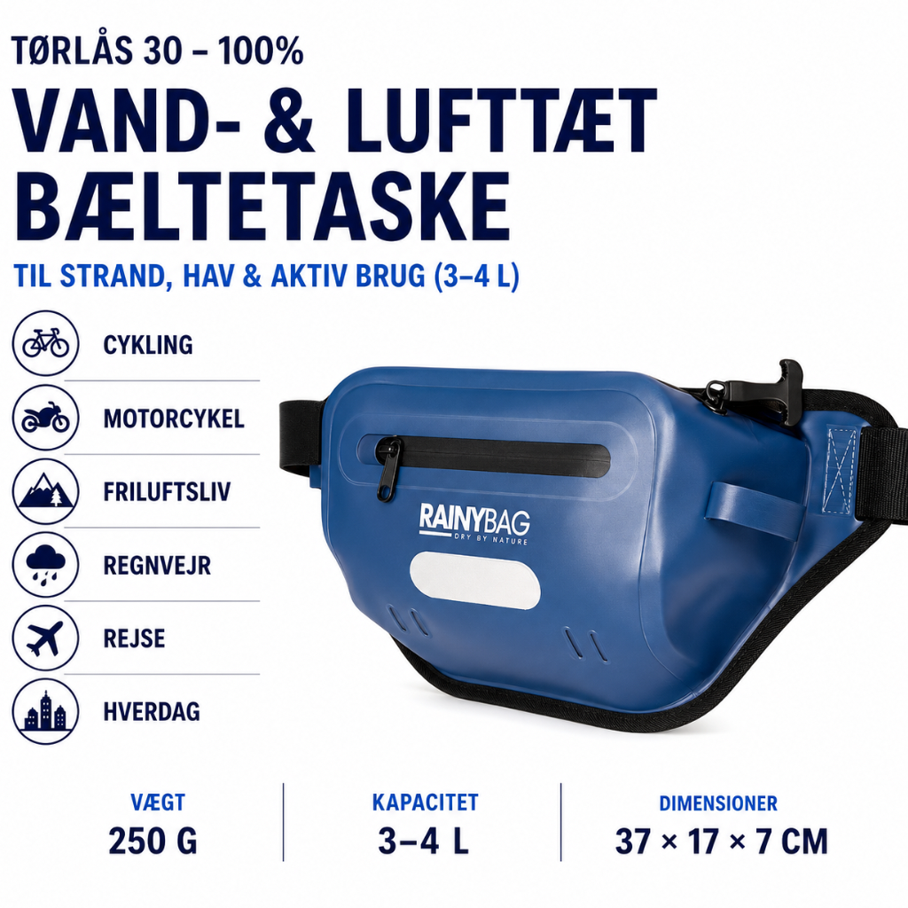 TørLås 30 – Vandtæt Bæltetaske (3–4L)