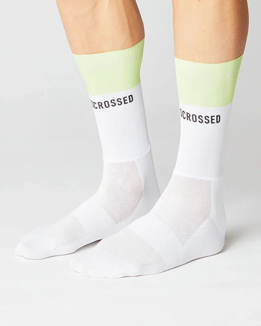 Aero Block Cykelstrømper - Fingerscrossed - Hvid/Neon