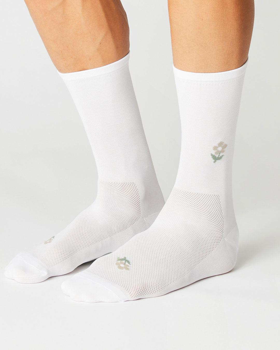 Blossom Cykelstrømper - Fingerscrossed - Hvid