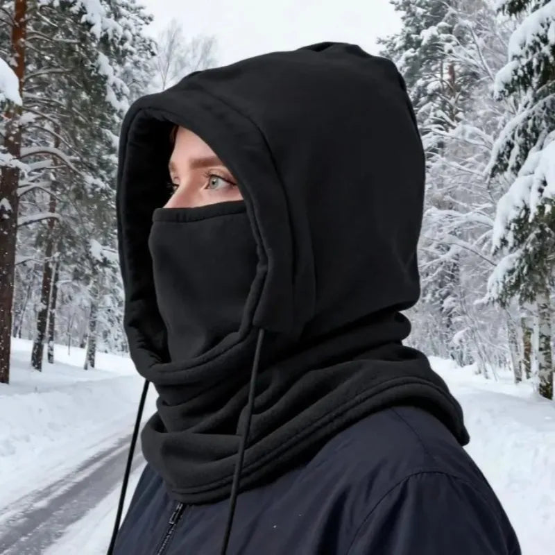 1pc Unisex Winter Balaclava - Windproof Knit Hood with Drawstring, Warm Motorcycle Headgear for Cold Weather,Ski Mask