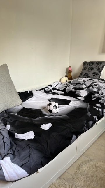 Fodbold 3D sengetøj i 100% bomuld – 140x200 cm