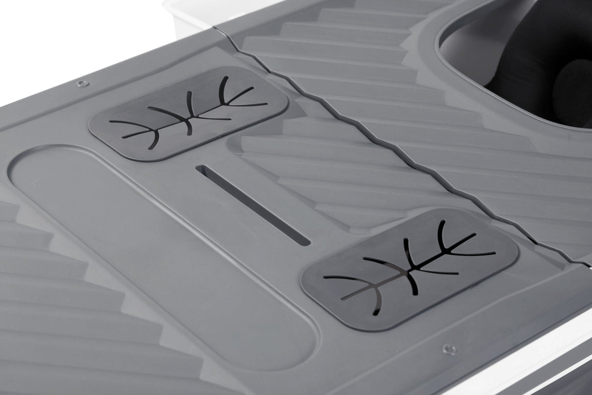 Special edition foldebadekar til voksne med låg, digital termometer og fodmassage - 150cm/Grå XL. Ekstra 300 cm. slange, sort badepude, lækker opbevaringspose samt ekstra prop inkl. Værdi kr. 798,-.