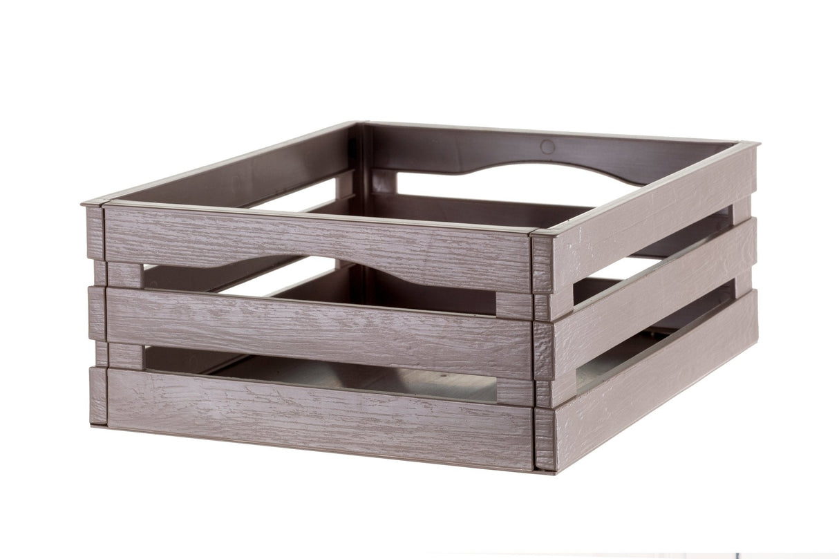 Tina 2 – dekorativ kasse i trælook - taupe/gråbrun - 31 cm