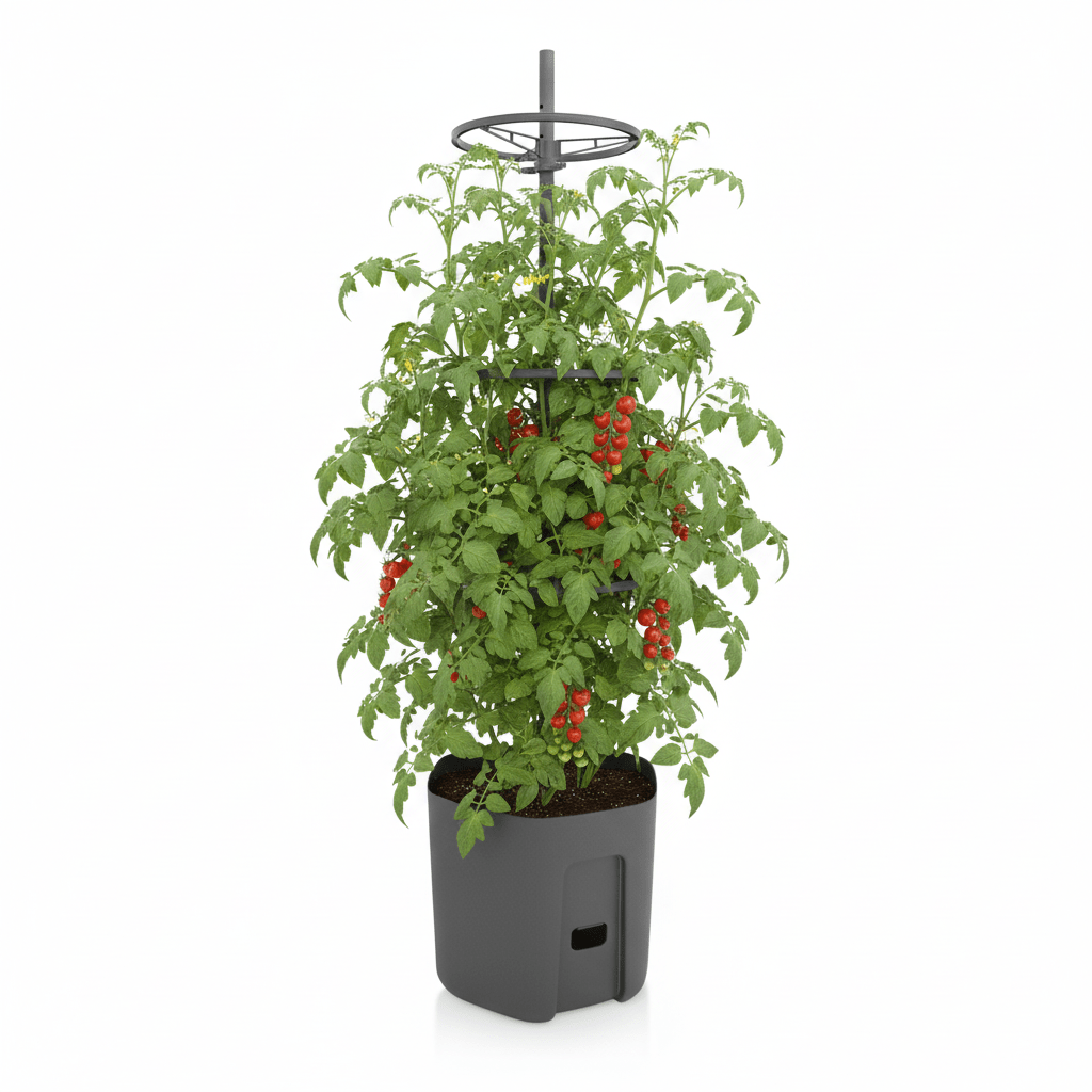 Tomatkrukke med justerbart plantestativ – selvvandende