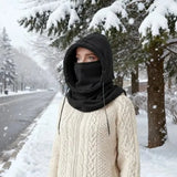 1pc Unisex Winter Balaclava - Windproof Knit Hood with Drawstring, Warm Motorcycle Headgear for Cold Weather,Ski Mask