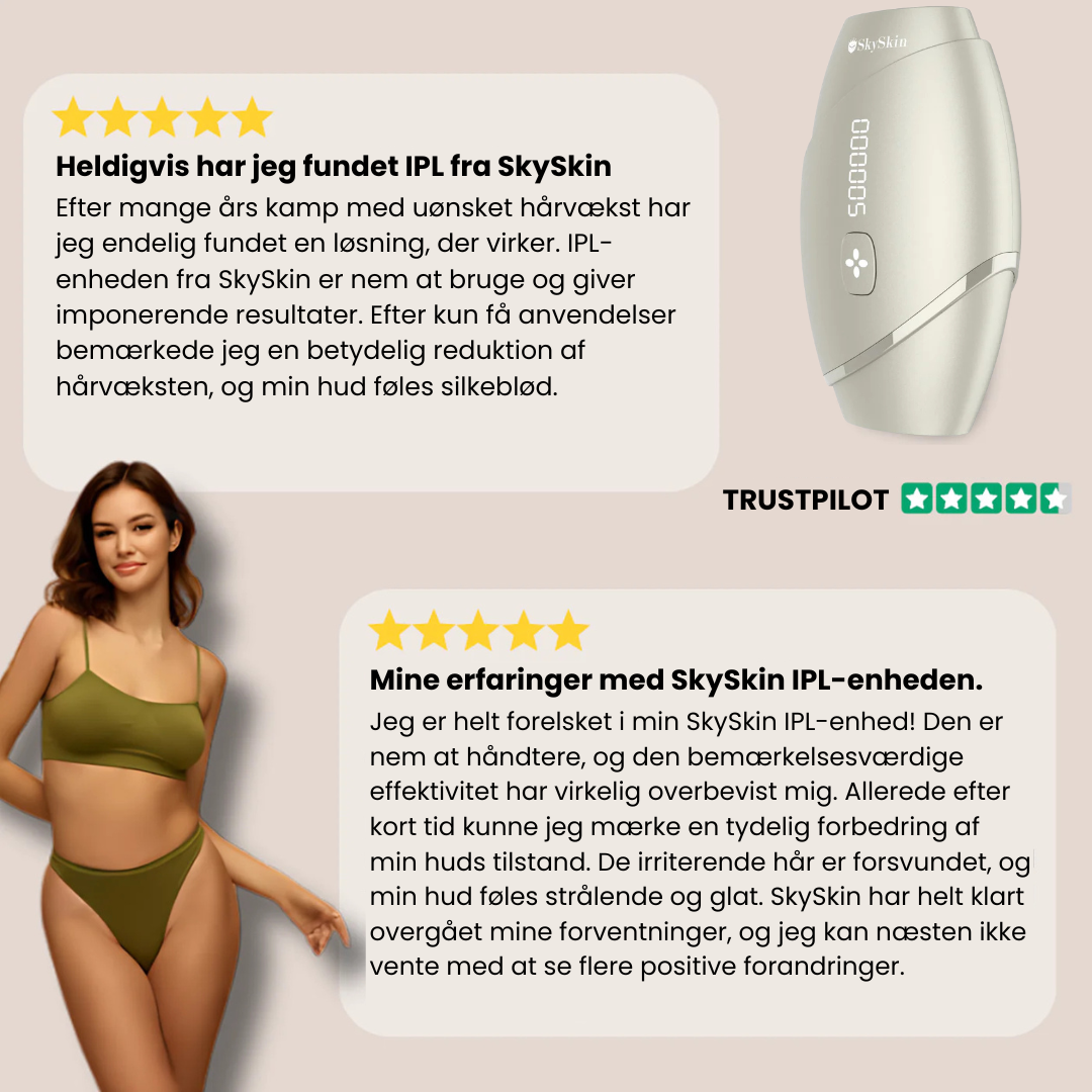 IPL Advanced+ hårfjerner - med HPLE teknologi og hele 17 J/cm² effekt - bedst i test