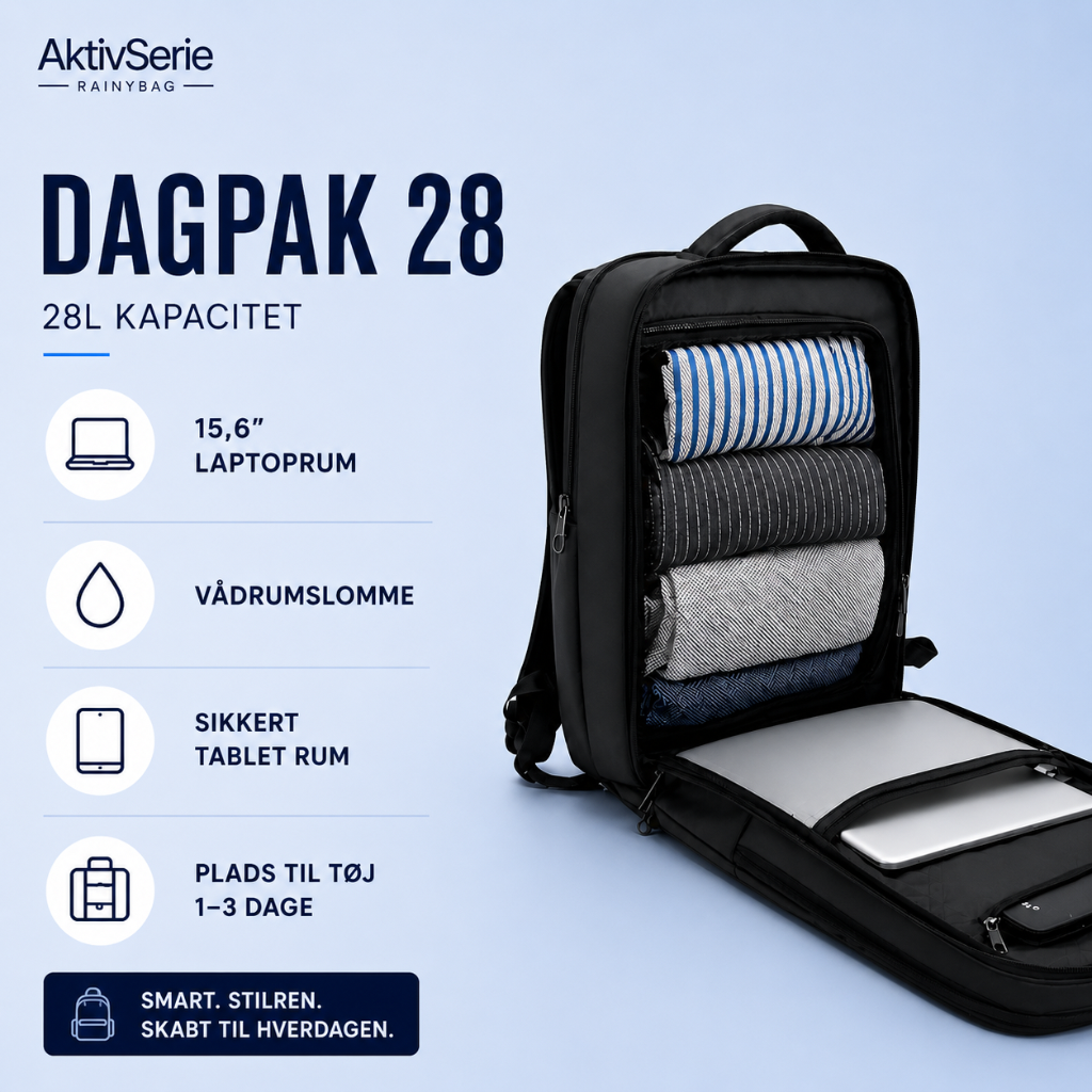 DagPak 28 – Organiseret Rygsæk til Studie & Arbejde