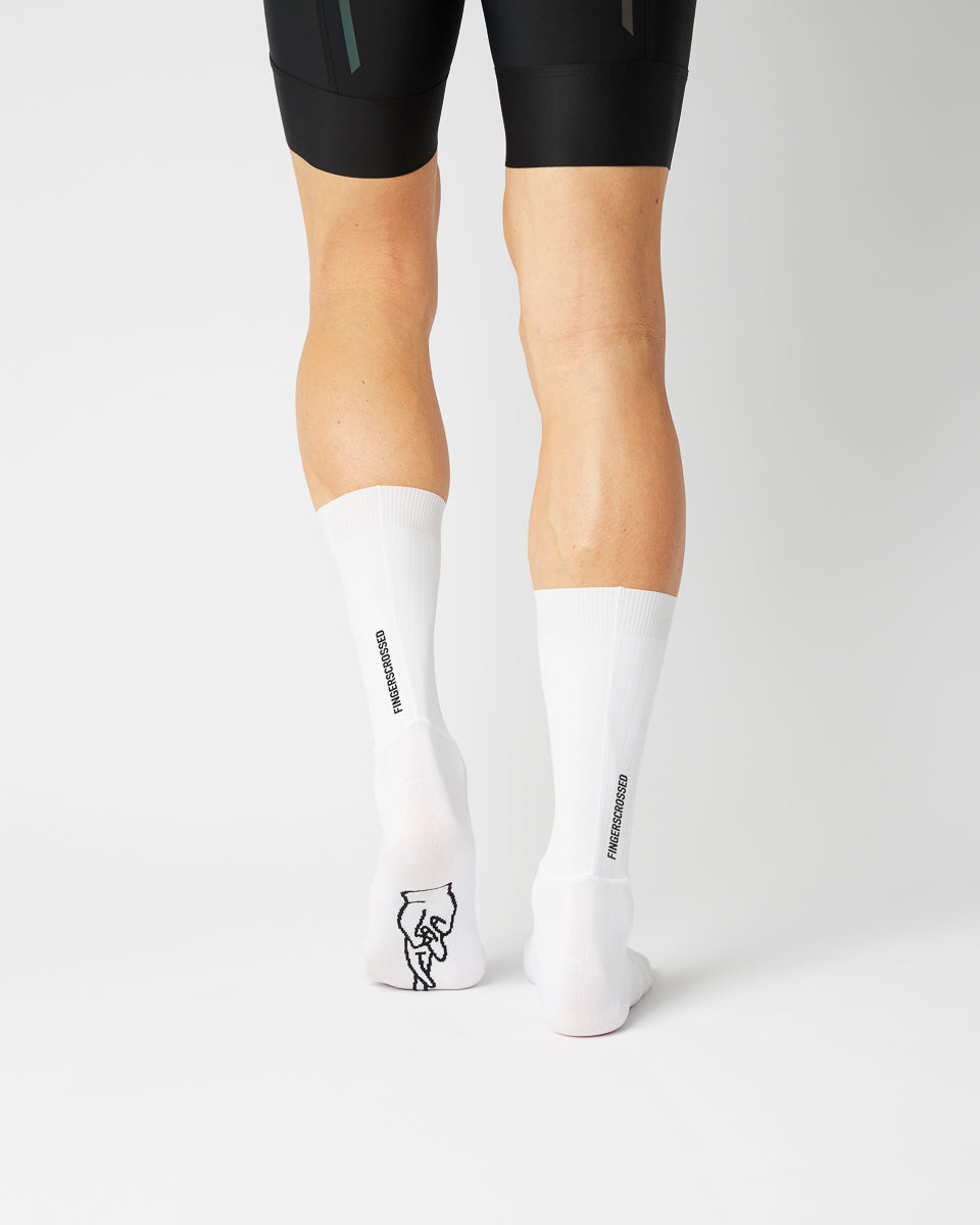 Aero Vertical Logo Cykelstrømper - Fingerscrossed - Hvid