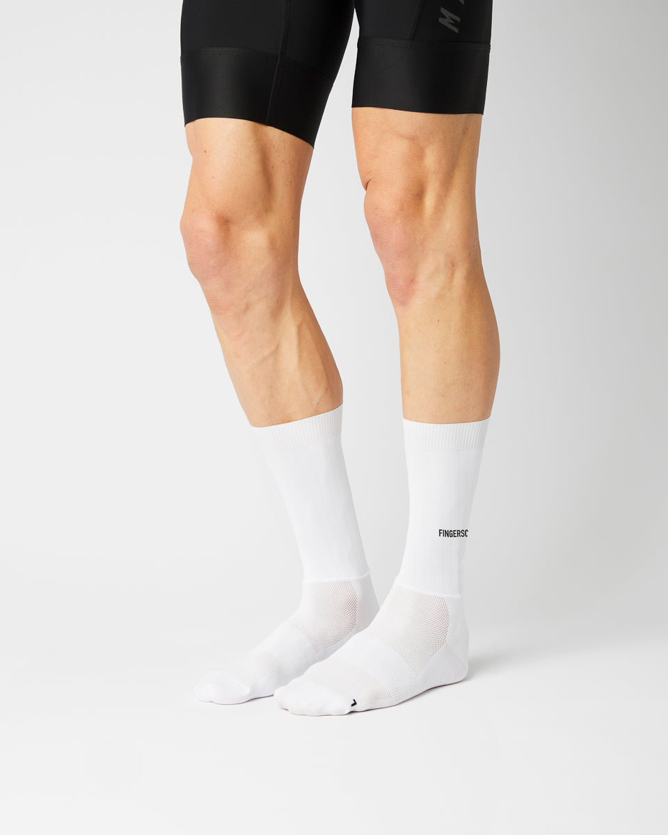 Aero Horizontal Logo Cykelstrømper - Fingerscrossed - Hvid