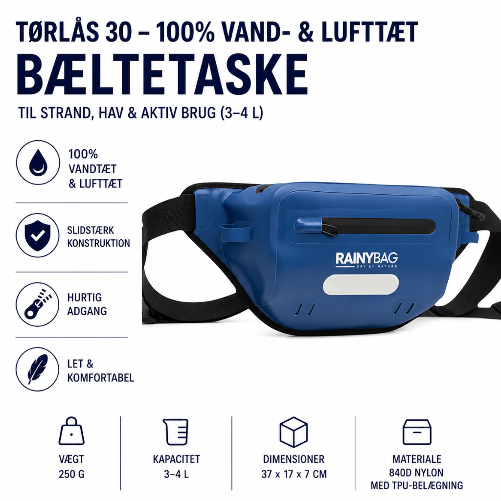 TørLås 30 –  Vandtæt Bæltetaske (3–4L)