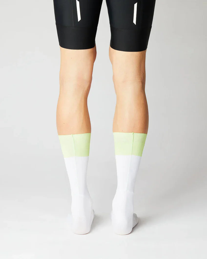 Aero Block Cykelstrømper - Fingerscrossed - Hvid/Neon