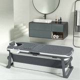 Special edition foldebadekar til voksne med låg, digital termometer og fodmassage - 150cm/Grå XL. Ekstra 300 cm. slange, sort badepude, lækker opbevaringspose samt ekstra prop inkl. Værdi kr. 798,-.