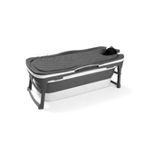 Foldebadekar til voksne med låg - 143cm/grå. Ekstra 300 cm. slange, sort badepude, lækker opbevaringspose samt ekstra prop inkl. Værdi kr. 798,-.