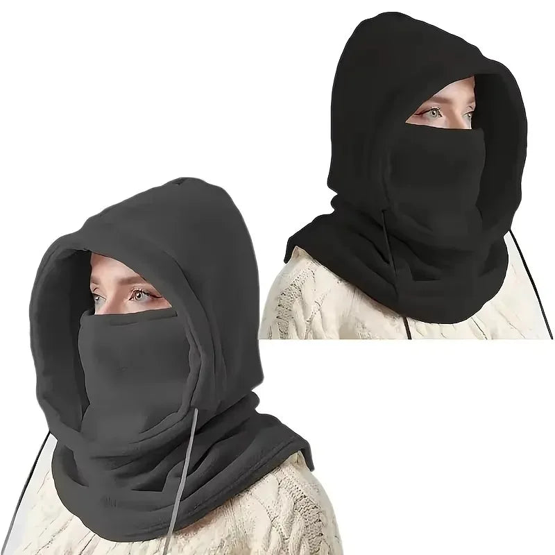 1pc Unisex Winter Balaclava - Windproof Knit Hood with Drawstring, Warm Motorcycle Headgear for Cold Weather,Ski Mask