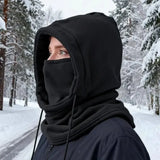 1pc Unisex Winter Balaclava - Windproof Knit Hood with Drawstring, Warm Motorcycle Headgear for Cold Weather,Ski Mask