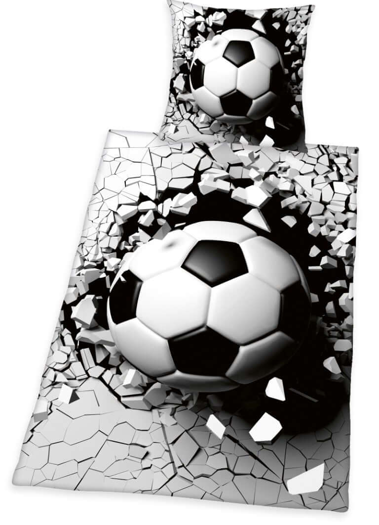 Fodbold 3D sengetøj i 100% bomuld – 140x200 cm
