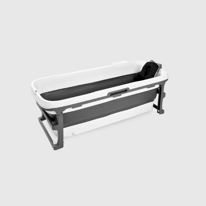 Special edition foldebadekar til voksne med låg, digital termometer og fodmassage - 150cm/Grå XL. Bonus tilbehør medfølger. Værdi kr. 798,-.