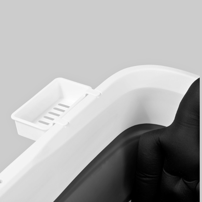 Special edition foldebadekar til voksne med låg, digital termometer og fodmassage - 150cm/Grå XL. Bonus tilbehør medfølger. Værdi kr. 798,-.