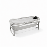 Foldebadekar til voksne - Med låg - 143cm/Grå - Ekstra 300 cm. slange, sort badepude, lækker opbevaringspose samt ekstra prop inkl. Værdi kr. 798,-.