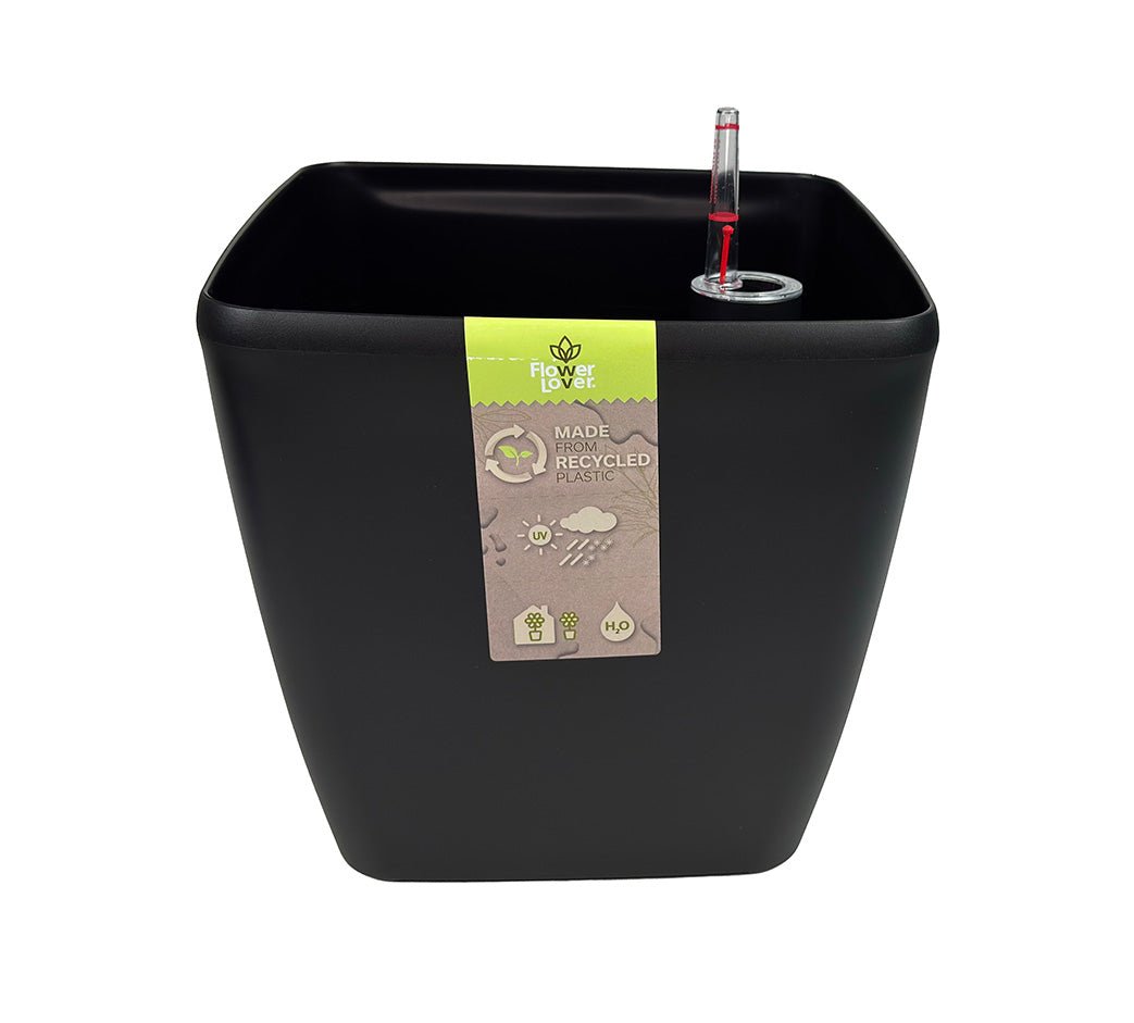 Quadrato Matt - 24 cm sort - plantekrukke med selvvanding