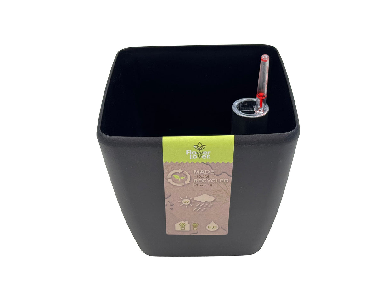 Quadrato Matt - 18 cm sort - plantekrukke med selvvanding