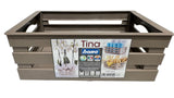 Tina 1 – dekorativ kasse i trælook - Taupe/gråbrun - 25 cm
